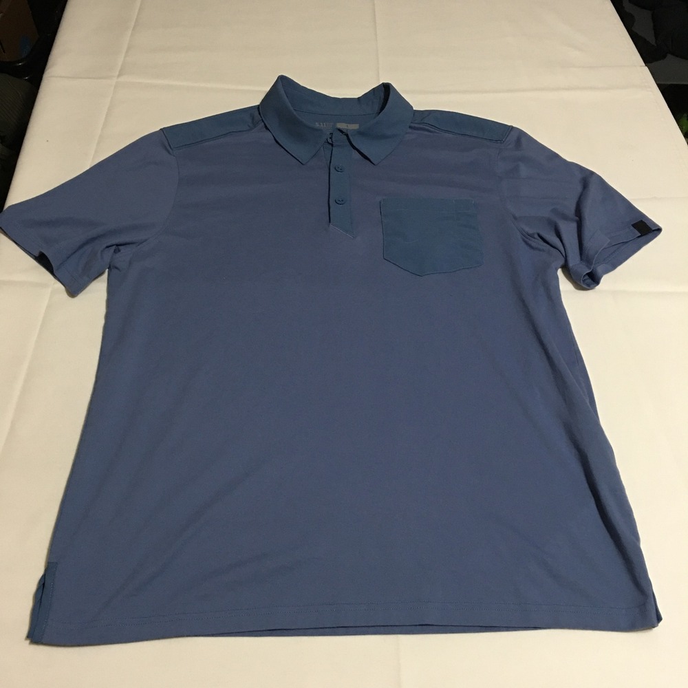 5.11 Tactical Polo Shirt Mens Large Blue Short Sleeve Pocket